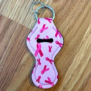 Breast Cancer Awareness Lip Balm Holder Keychain